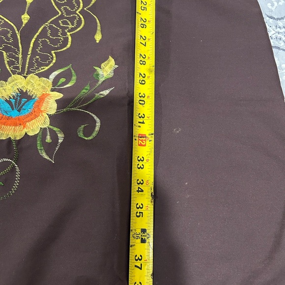 Mexicana Chocolate short Sleeve Dress with Gold Embroidered Detail - Picture 4 of 4